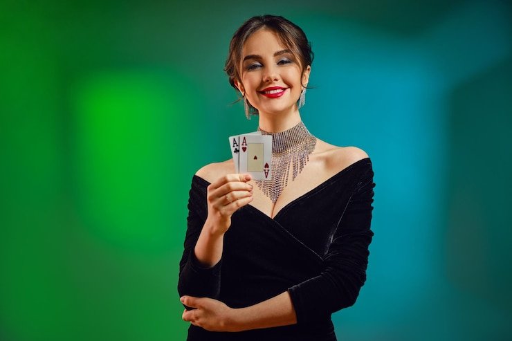 Player hand showing blackjack cards with ace and face card combination